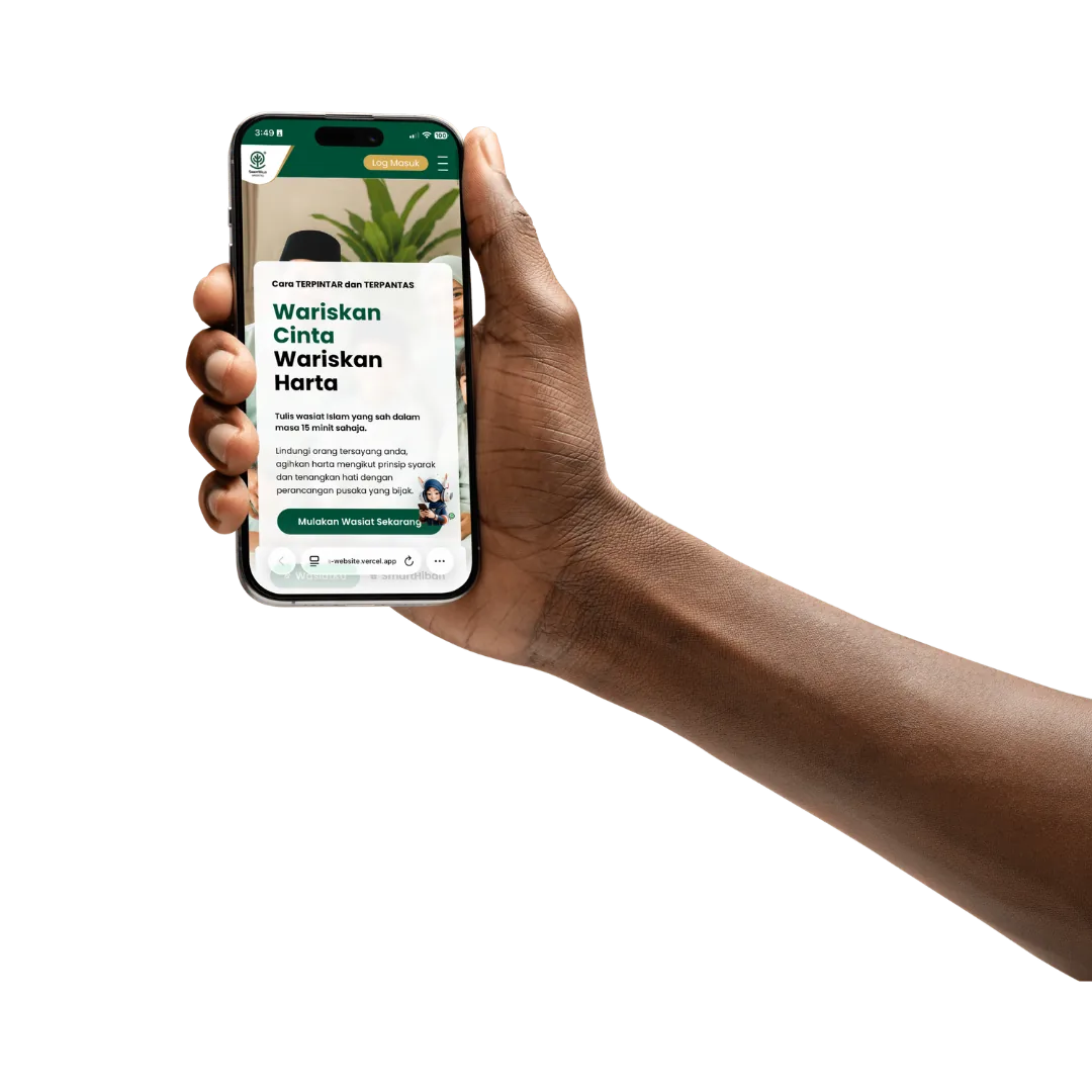 Phone mockup showing SmartWills WasiatKu